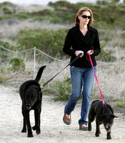 Julia Roberts - Malibu - 14-01-2009 - Julia Roberts scruta l'orizzonte pensierosa mentre i cani ringhiano ai fotografi