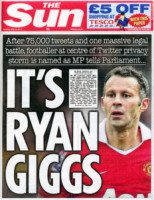 The Sun, Ryan Giggs - Londra - 24-05-2011 - Ryan Giggs: il fedifrago del mese finisce in copertina