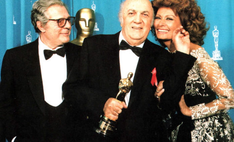 Marcello Mastroianni, Federico Fellini, Sophia Loren - Los Angeles - 19-01-2012 - Da Fellini a Morricone, quando il cinema italiano è da Oscar
