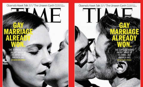 Copertina Time - Los Angeles - 29-03-2013 - Baci gay sul Time: l'America è unita per i matrimoni omosessuali