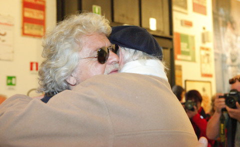Dario Fo, Beppe Grillo - Milano - 31-05-2013 - Milano dà l'ultimo saluto a Franca Rame