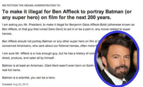Petizione CasaBianca - Los Angeles - 25-08-2013 - I fan di Batman contro Ben Affleck: mai l'uomo-pipistrello!