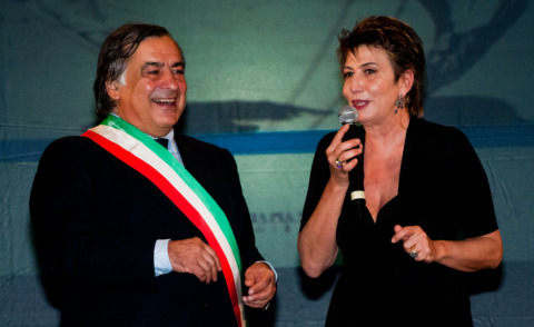Leoluca Orlando, Serena Dandini - Palermo - 10-11-2013 - Palermo: cittadinanza onoraria a Serena Dandini