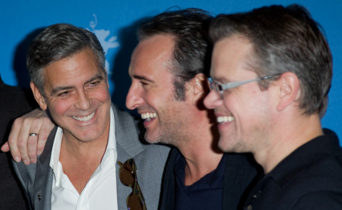 Jean Dujardin, Matt Damon, George Clooney - Berlino - 08-02-2014 - George e i ragazzi di The Monuments Men a Berlino