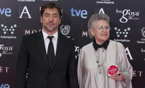 Pilar Bardem, Javier Bardem - Madrid - 10-02-2014 - Goya Film Awards 2014: Javier Bardem arriva con la madre