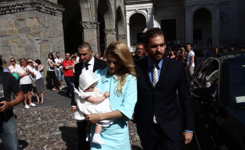 Sole Trussardi, Tomaso Trussardi, Michelle Hunziker - Bergamo - 08-06-2014 - Celebrato a Bergamo il battesimo di Sole Trussardi