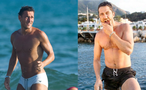 Francesco Totti, Gerard Butler - 25-07-2014 - Slip sfida boxer: ma i vip al mare di che costume sono?