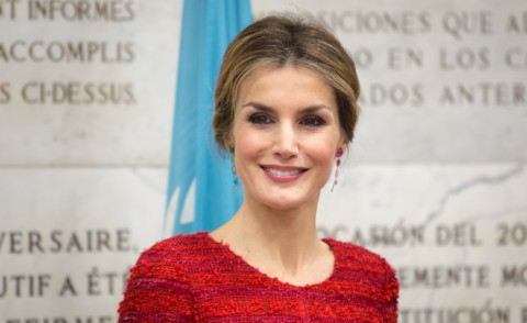 Letizia Ortiz - Roma - 20-11-2014 - La Regina Letizia di Spagna in rosso per la FAO