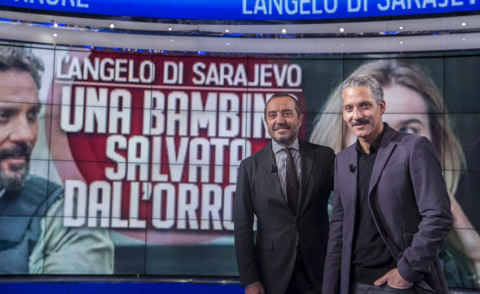 Franco Di Mare, Beppe Fiorello - Roma - 19-01-2015 - Porta a Porta con Beppe Fiorello e il suo Angelo di Sarajevo