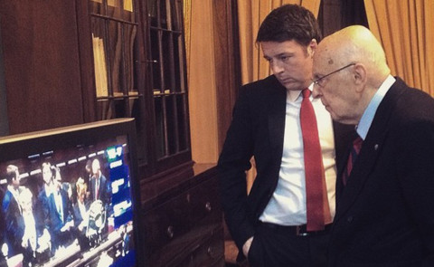 Matteo Renzi, Giorgio Napolitano - Roma - 31-01-2015 - L’attesa di Renzi prima dell’elezione di Mattarella