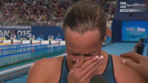 Federica Pellegrini - Kazan - 06-08-2015 - Federica Pellegrini, lacrime di gioia per l'argento ai Mondiali