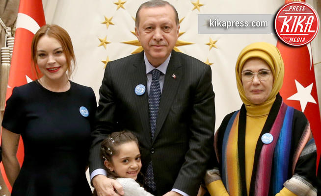 emine erdogan, Tayyip Erdogan, Lindsay Lohan - ANKARA - 28-01-2017 - Lindsay Lohan appoggia la Turchia di Erdogan