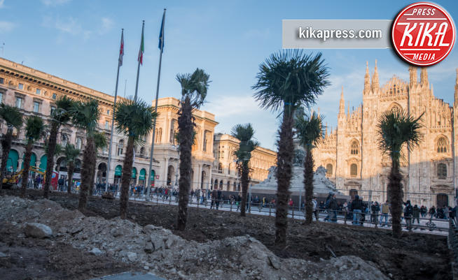 piazza duomo - Milano - 16-02-2017 - Le palme in Piazza Duomo dividono la rete 