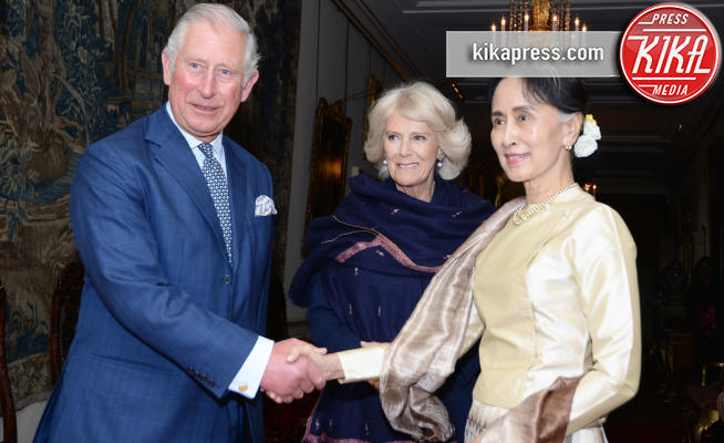 Aung San Suu Kyi, Regina Elisabetta II, Principe William - Londra - 05-05-2017 - Il primo impegno istituzionale senza Filippo d'Inghilterra