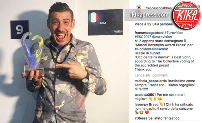 Francesco Gabbani - 14-05-2017 - Eurofestival: Francesco Gabbani vince il premio della stampa