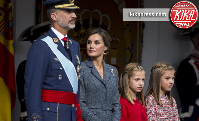 Principessa Sofia di Borbone, Re Filippo VI di Spagna, Principessa Leonor di Borbone, Letizia Ortiz - Madrid - 12-10-2017 - Filippo, Letizia e le principessine: Spagna in festa