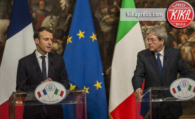 Emmanuel Macron, Paolo Gentiloni - Roma - 11-01-2018 - Paolo Gentiloni accoglie Emmanuel Macron a Palazzo Chigi