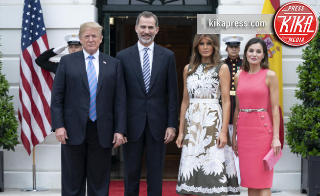 Melania Trump, Re Felipe di Borbone, Letizia Ortiz, Donald Trump - Washington - 19-06-2018 - Letizia e Felipe di Spagna da Trump: foto di gruppo con errore