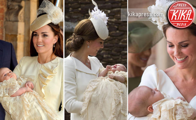 Principe Louis, Principessa Charlotte Elizabeth Diana, Principe George, Kate Middleton - 10-07-2018 - George, Charlotte, Louis: battesimo a confronto