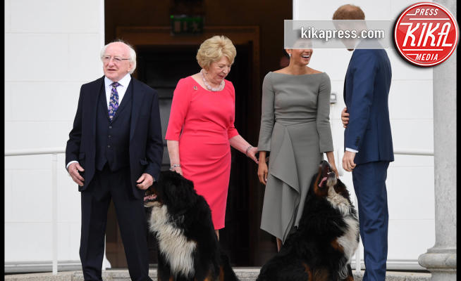 Sabina Coyne, Prince Harry, Michael Higgins, Meghan Markle, Principe Harry - Dublino - 11-07-2018 - Meghan Markle a Dublino: l'eleganza e' grigio topo