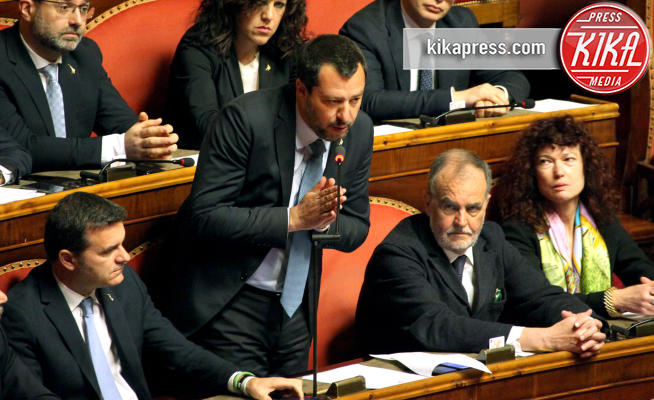Gian Marco Centinaio, Matteo Salvini, Roberto Calderoli - Roma - 20-03-2019 - Caso Diciotti: il Senato salva Matteo Salvini