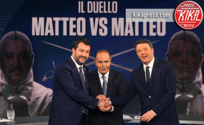 Matteo Salvini, Matteo Renzi, Bruno Vespa - Roma - 15-10-2019 - Matteo Renzi contro Matteo Salvini: lo scontro a Porta a Porta