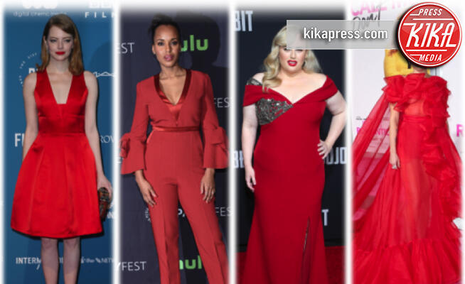 Rebel Wilson, Emma Stone, Miley Cyrus, Kerry Washington - 26-11-2019 - Per le feste di fine anno, fai come le star: osa con il rosso!