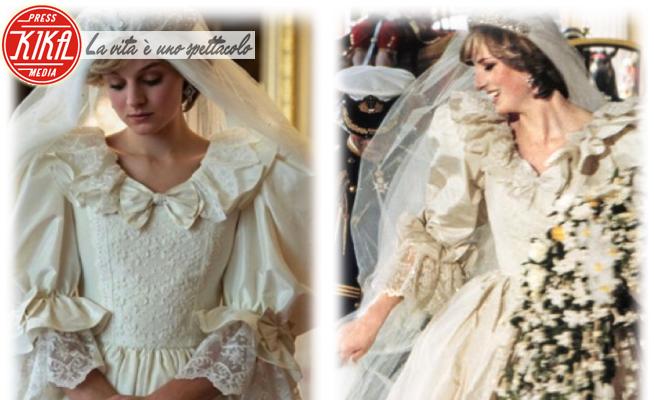 Emma Corrin, Lady Diana - 07-10-2020 - The Crown: Emma Corrin con l'abito da sposa di Lady Diana