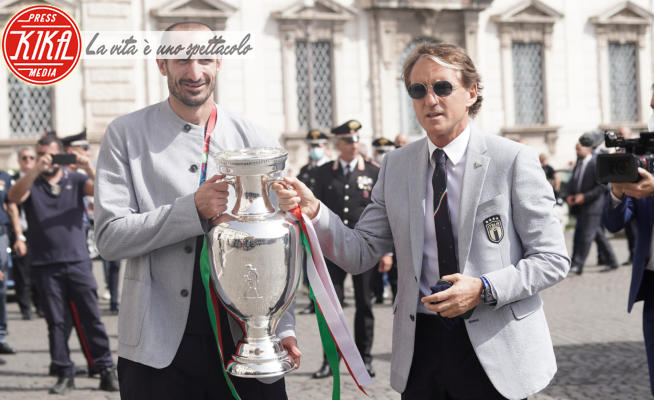 Giorgio Chiellini, Roberto Mancini - Roma - 12-07-2021 - L'Italia alza la coppa al Quirinale. C'è anche Matteo Berrettini