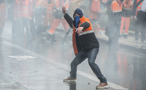 Manifestazione anti austerità - Bruxelles - 04-04-2014 - Proteste anti austerità: scontri tra manifestanti e polizia