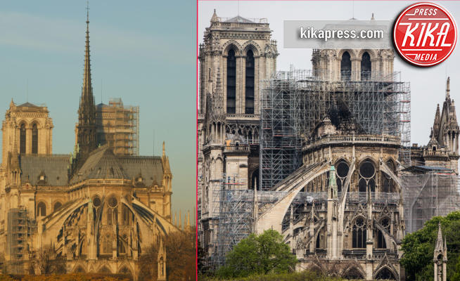 Notre Dame ieri e oggi, Notre Dame de Paris, Notre Dame - Parigi - 16-04-2019 - Notre Dame de Paris prima e dopo l'incendio 