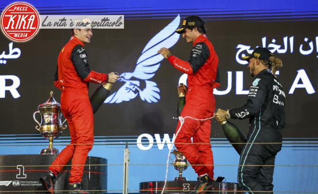 F1 2022: Bahrain Grand Prix: LECLERC Wins, Charles LECLERC, Carlos Sainz Jr., Lewis Hamilton - Sakhir - 20-03-2022 - Formula Uno: Gran Premio del Bahrain, doppietta Ferrari